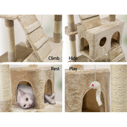 i.Pet Cat Tree 180cm Trees Scratching Post Scratcher Tower Condo House Furniture Wood Beige