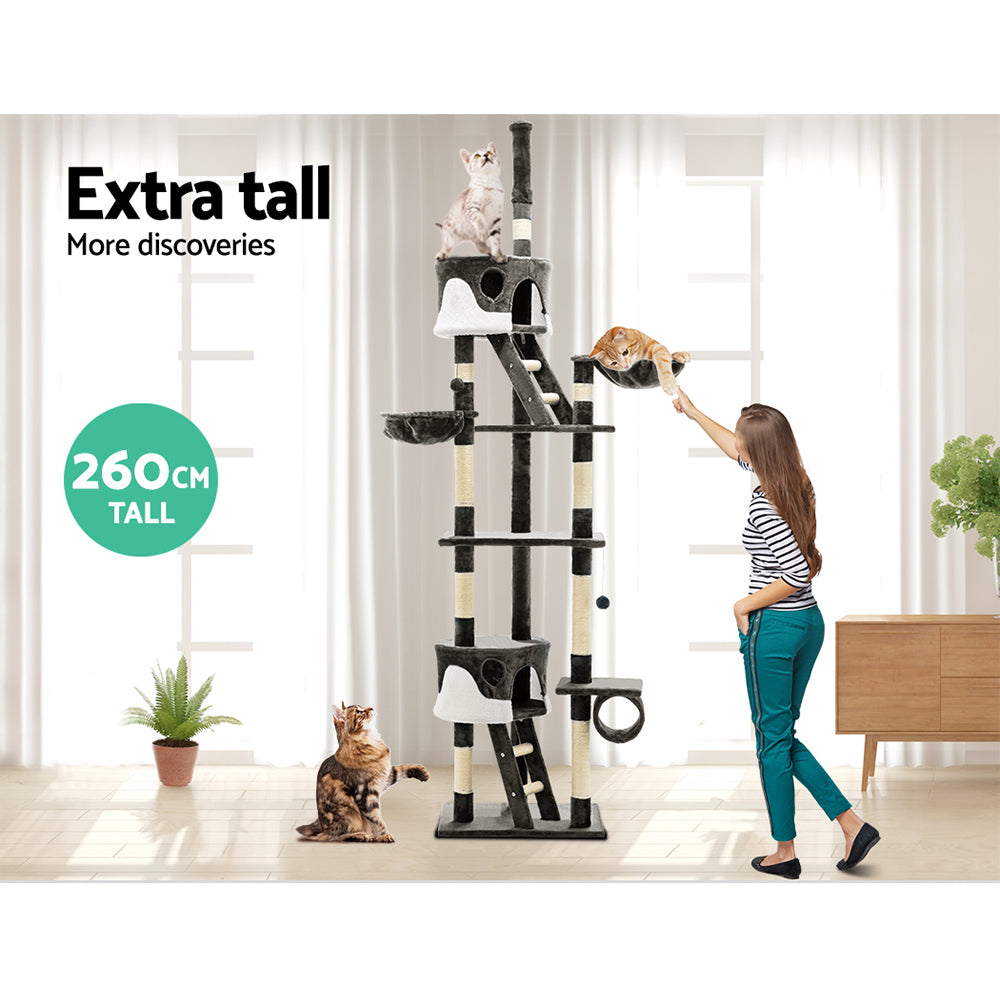 i.Pet Cat Tree 260cm Trees Scratching Post Scratcher Tower Condo House Furniture Wood