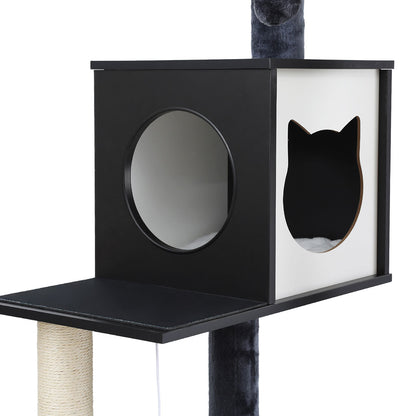 i.Pet Cat Tree Tower Scratching Post Scratcher 144cm Wood Bed Condo House Cabinet