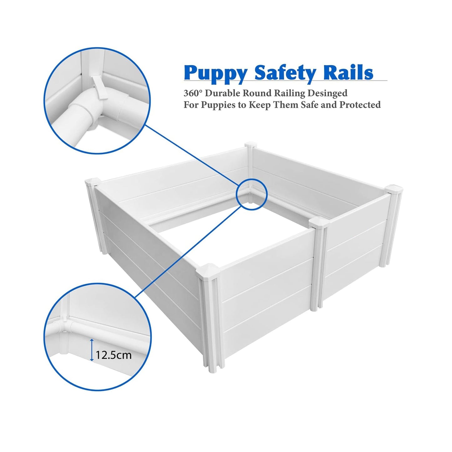 Dog Whelping Box 1.15m x 1.15m x 0.48m - Puppy Birthing PVC Pen