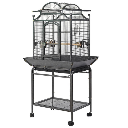 YES4PETS Large Bird Budgie Cage Parrot Aviary Carrier With Stand & Wheel