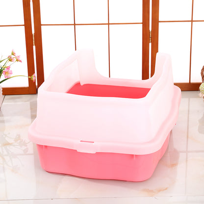 YES4PETS Large Deep Cat Kitty Litter Tray High Wall Pet Toilet Grid Tray With Scoop Pink