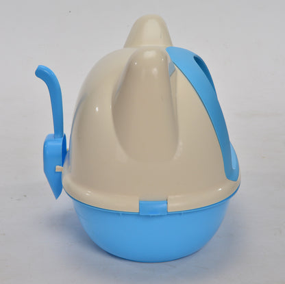 YES4PETS Medium Hooded Cat Toilet Litter Box Tray House With Scoop Blue