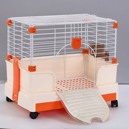 YES4PETS Small Orange Pet Rabbit Cage Guinea Pig Crate Kennel With Potty Tray And Wheel