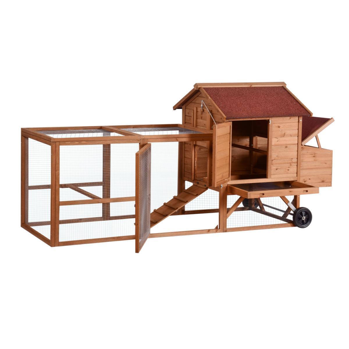 YES4PETS 248 cm XL Chicken Coop Rabbit Hutch Ferret Hen Guinea Pig House With Wheels