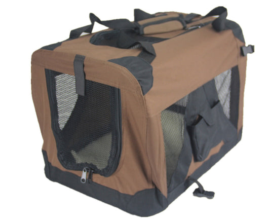 YES4PETS Large Portable Foldable Pet Dog Cat Puppy Travel Cage Soft Crate-Brown