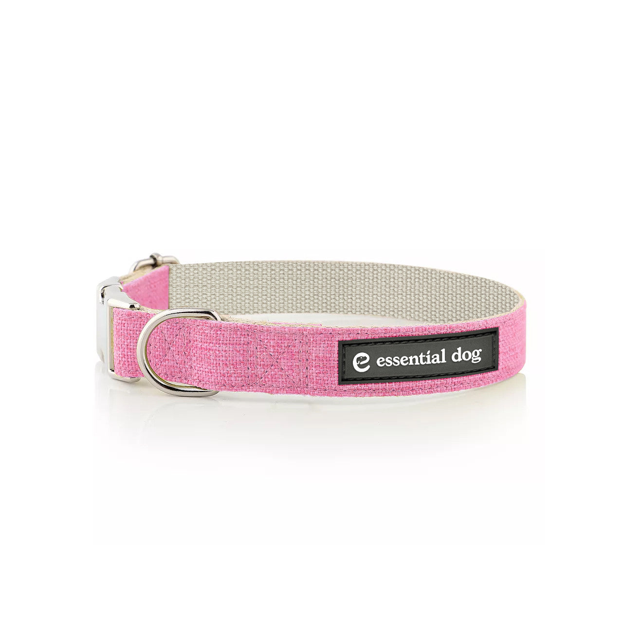 Natural Hemp & Cotton Dog Collar (Pretty Pink) MEDIUM