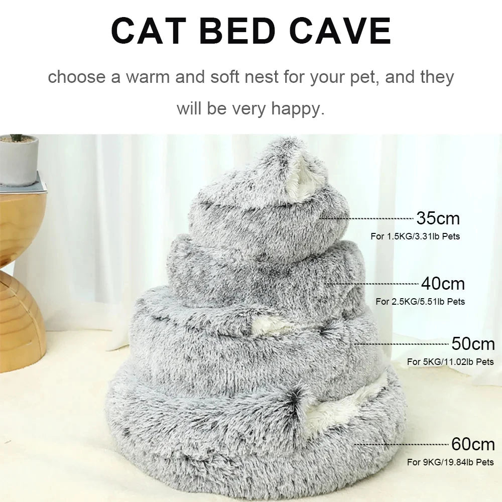 PawfectFriend Cozy Burrowing Cave Pet Bed for Dogs Cats Kitten Plush Warm Soft Sleeping Nest - pink small