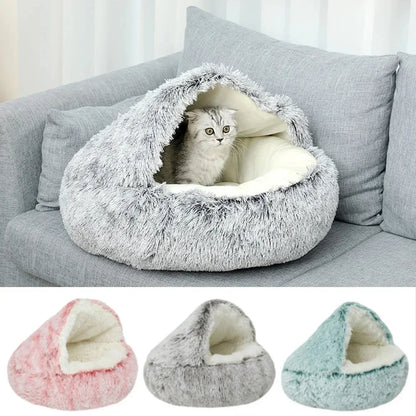 Light Brown Small PawfectFriend Cozy Burrowing Cave Pet Bed for Dogs Cats Kitten Plush Warm Soft Sleeping Nest