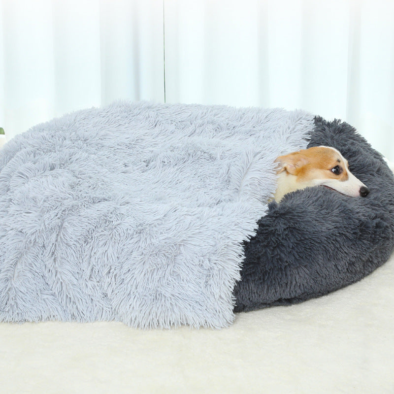 Fluffy Pet Blankets-Soft Faux Fur, Anti-Anxiety Cozy Throws for Cats and Dogs, M 80*55cm Light Grey