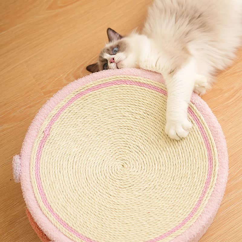 Pink Pig Cat Scratcher Bed - Cute Animal Design Sisal Pad for Scratching & Resting 40*40*10cm