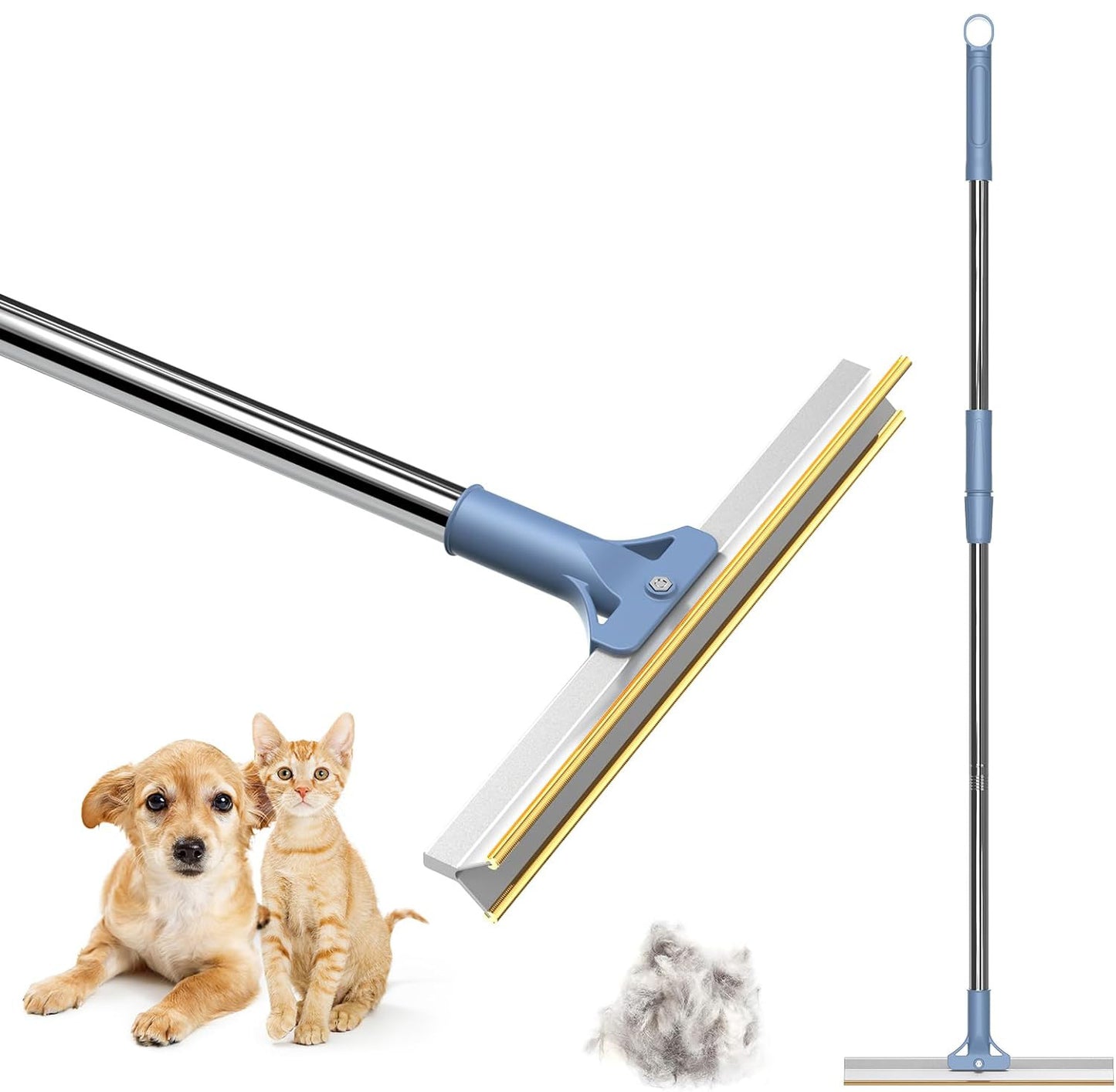 Pet Hair Remover Floor Squeegee with Extendable Handle ,Effective Fur and Hair Sweeper for Hard Floors