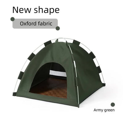 Outdoor Cat House,Pet Tent -Windproof and Dustproof Shelter for Small Pets, Green, Size: M  40*40*37cm