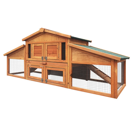 i.Pet Rabbit Hutch Chicken Coop Wooden Pet Hutch 169cm x 52cm x 72cm