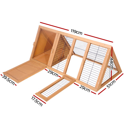 i.Pet Rabbit Hutch Wooden Chicken Coop Pet Hutch 119cm x 51cm x 44cm