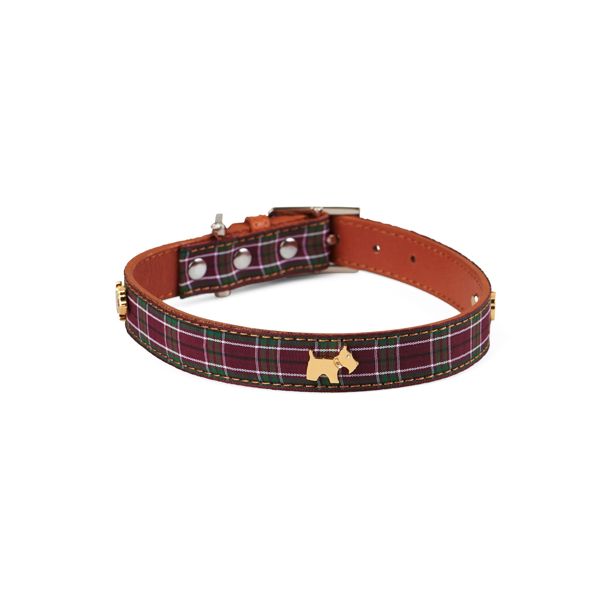 Highland Purple Tartan Dog Collar Small